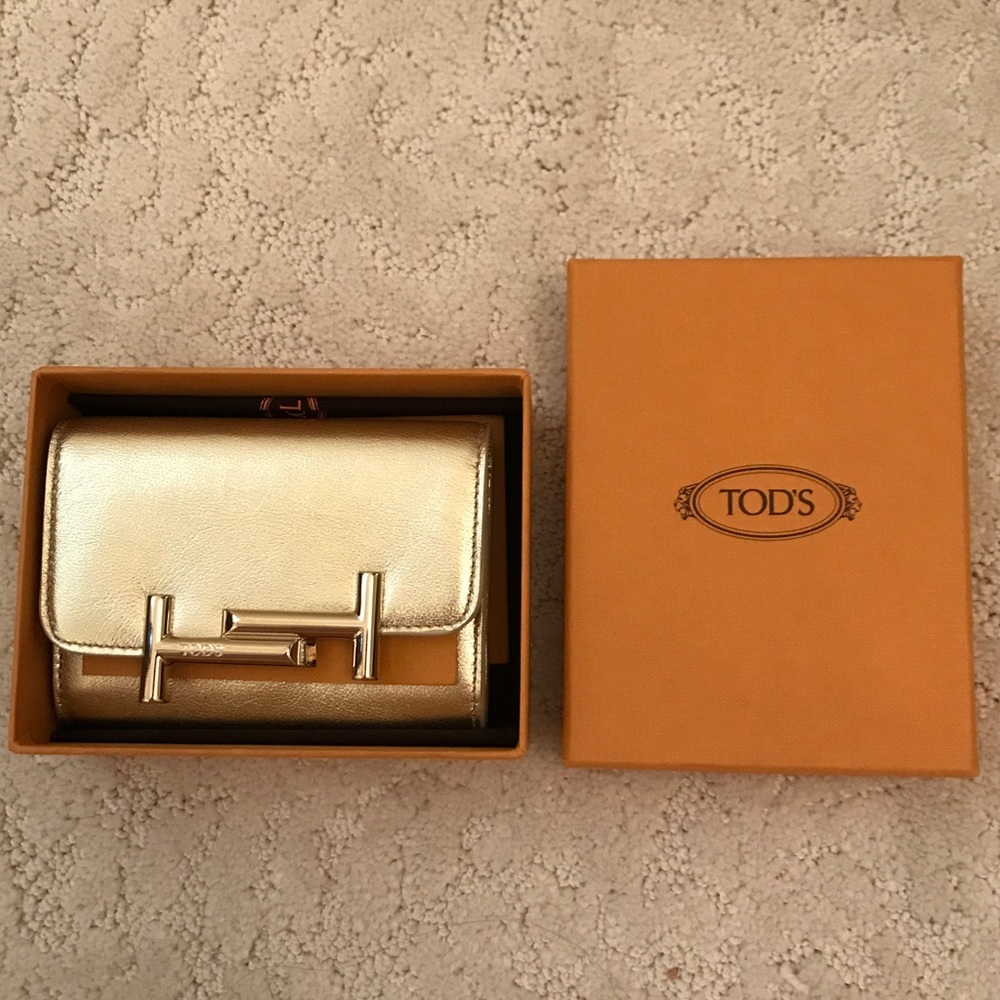 Tod's Gold Leather Wallet